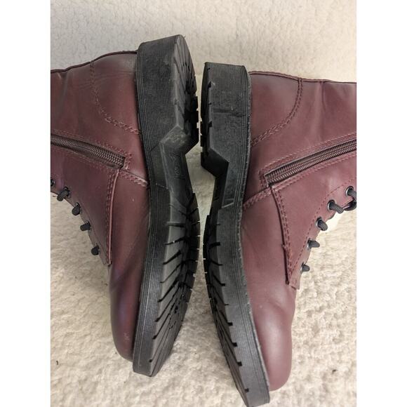 Combat Lug Boots Size 7.5 Military Style Women's Comfort Time & Tru Wine * - Picture 8 of 14